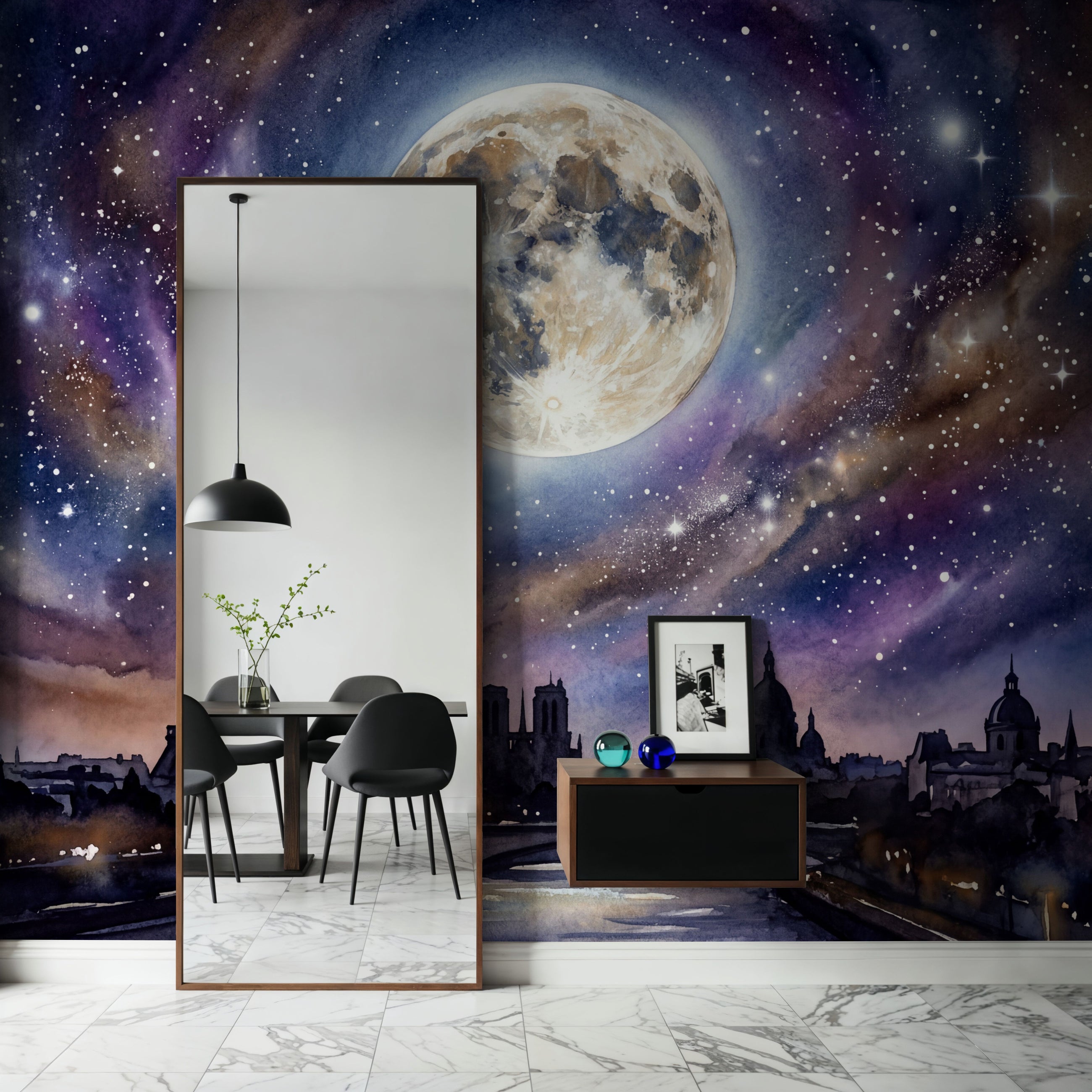 Paris - Powerful Moon Series Mural Wallpaper