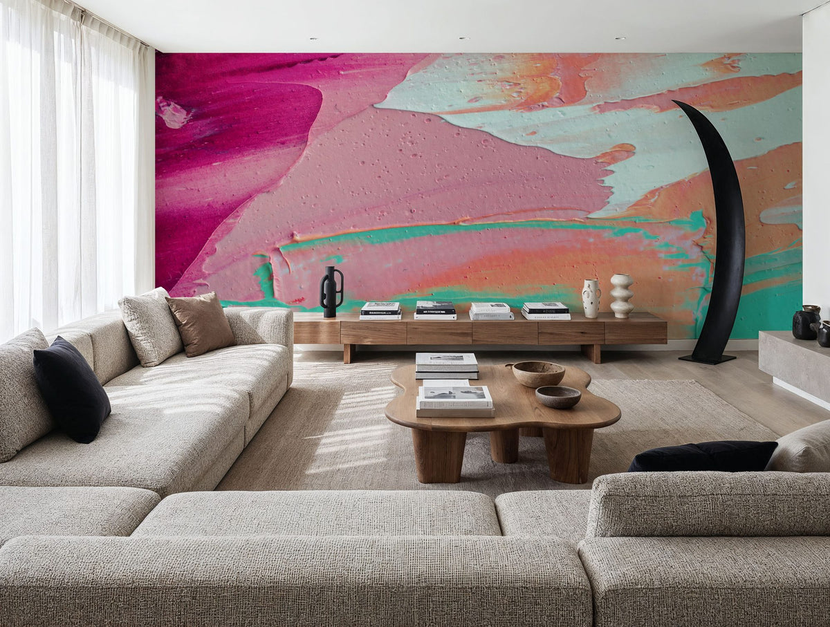Pink Ocean Mural Wallpaper - room preview 06