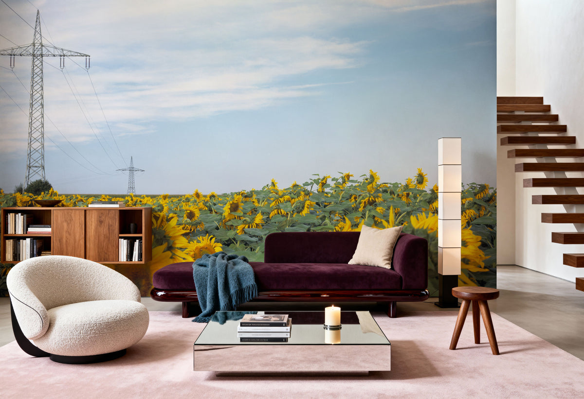 Sunflowers & Steel Mural Wallpaper - room preview 06