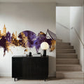Valencia Spain Skyline Purple & Gold Mural Wallpaper - room preview 06