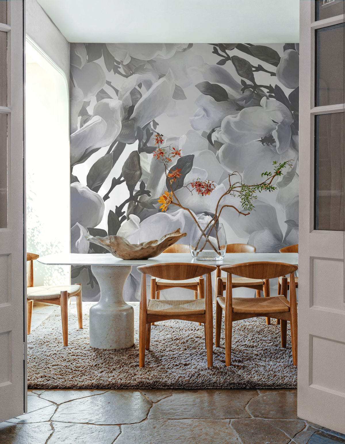 Dreaming of Magnolias Small (No Lines), Blue Mural Wallpaper - room preview 06