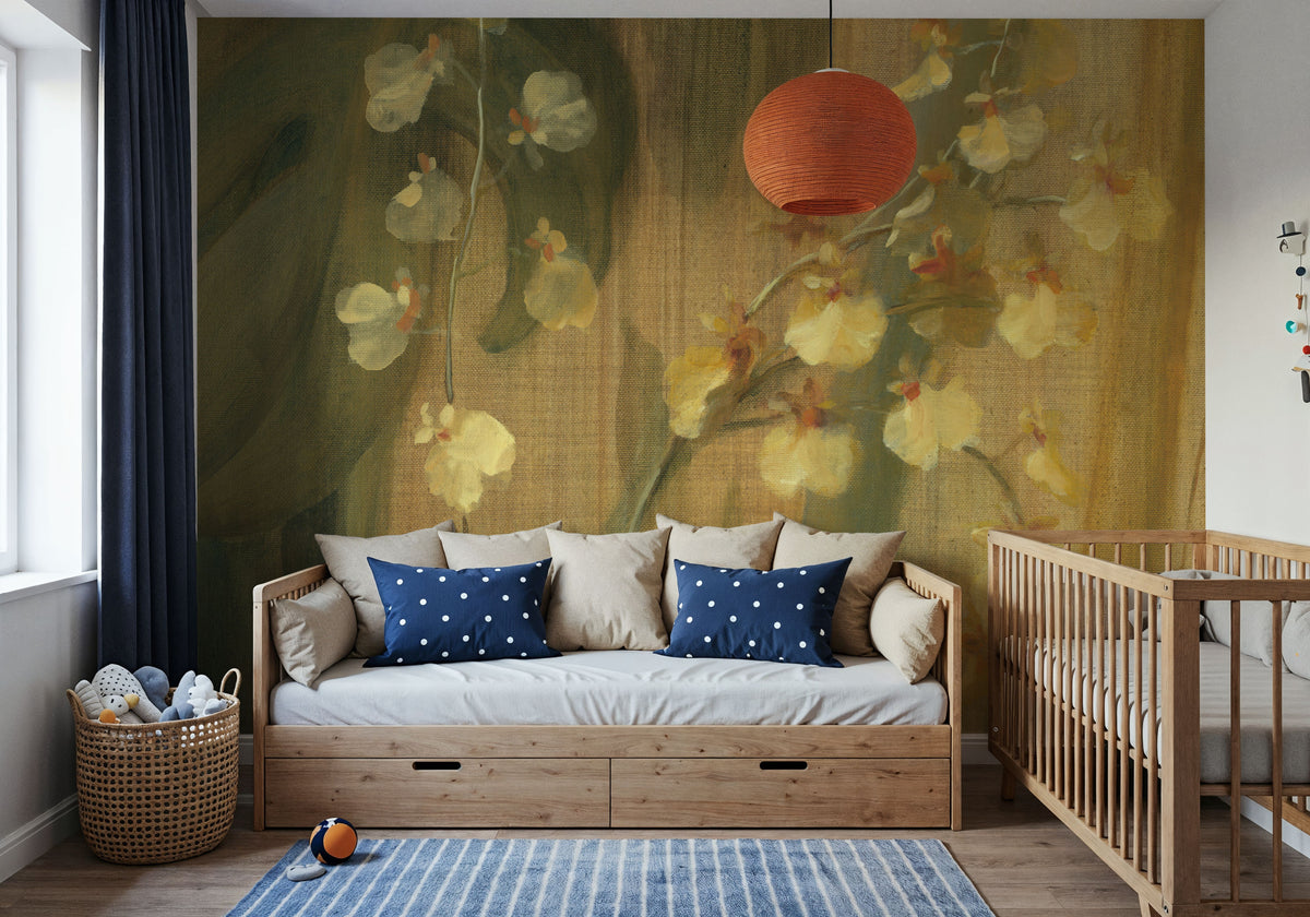 Yellow Orchid I Mural Wallpaper - room preview 06