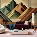Elegant Art Deco Mountain Peaks Mural Wallpaper - room preview 06