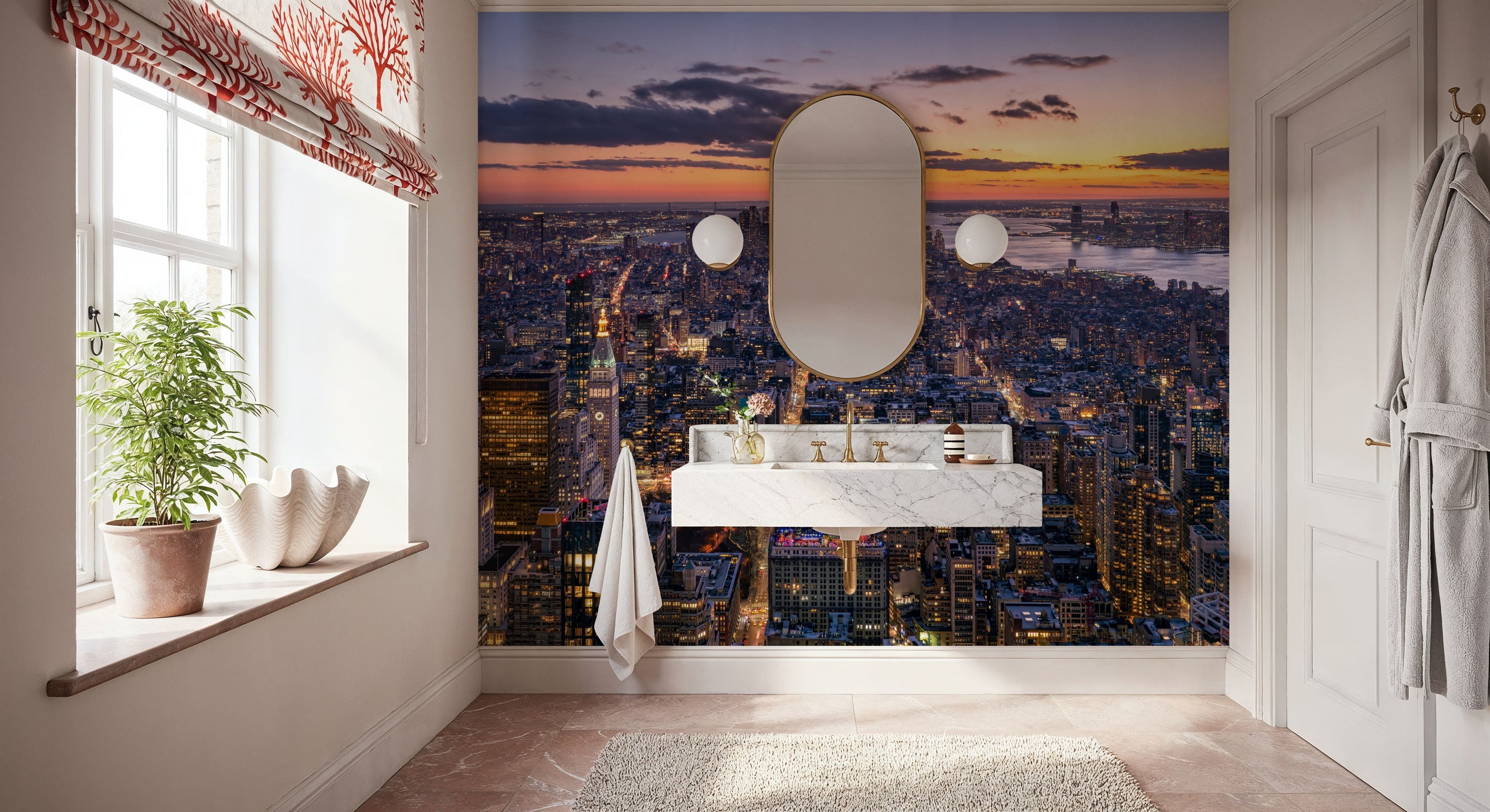 Lower Manhattan Lights Mural Wallpaper