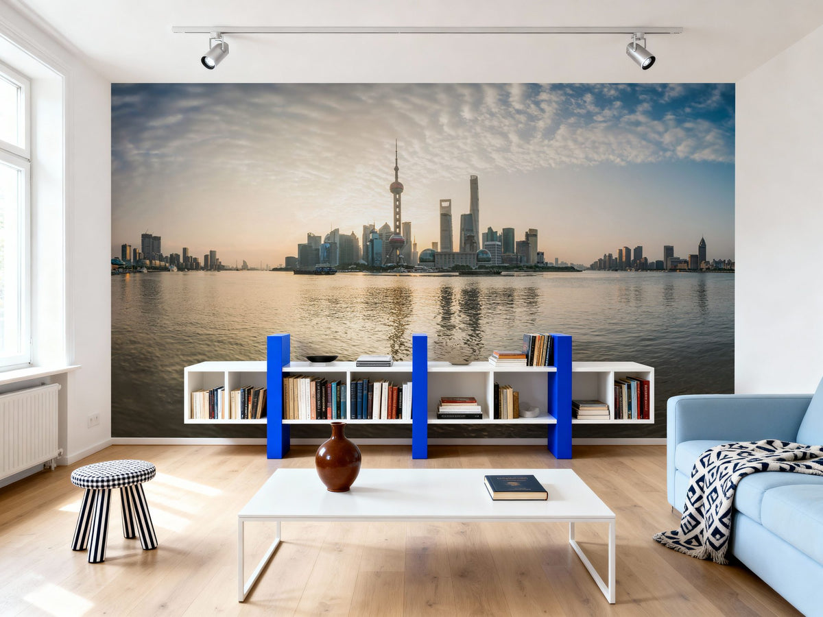 Pudong Sunrise Yellow Mural Wallpaper - room preview 06