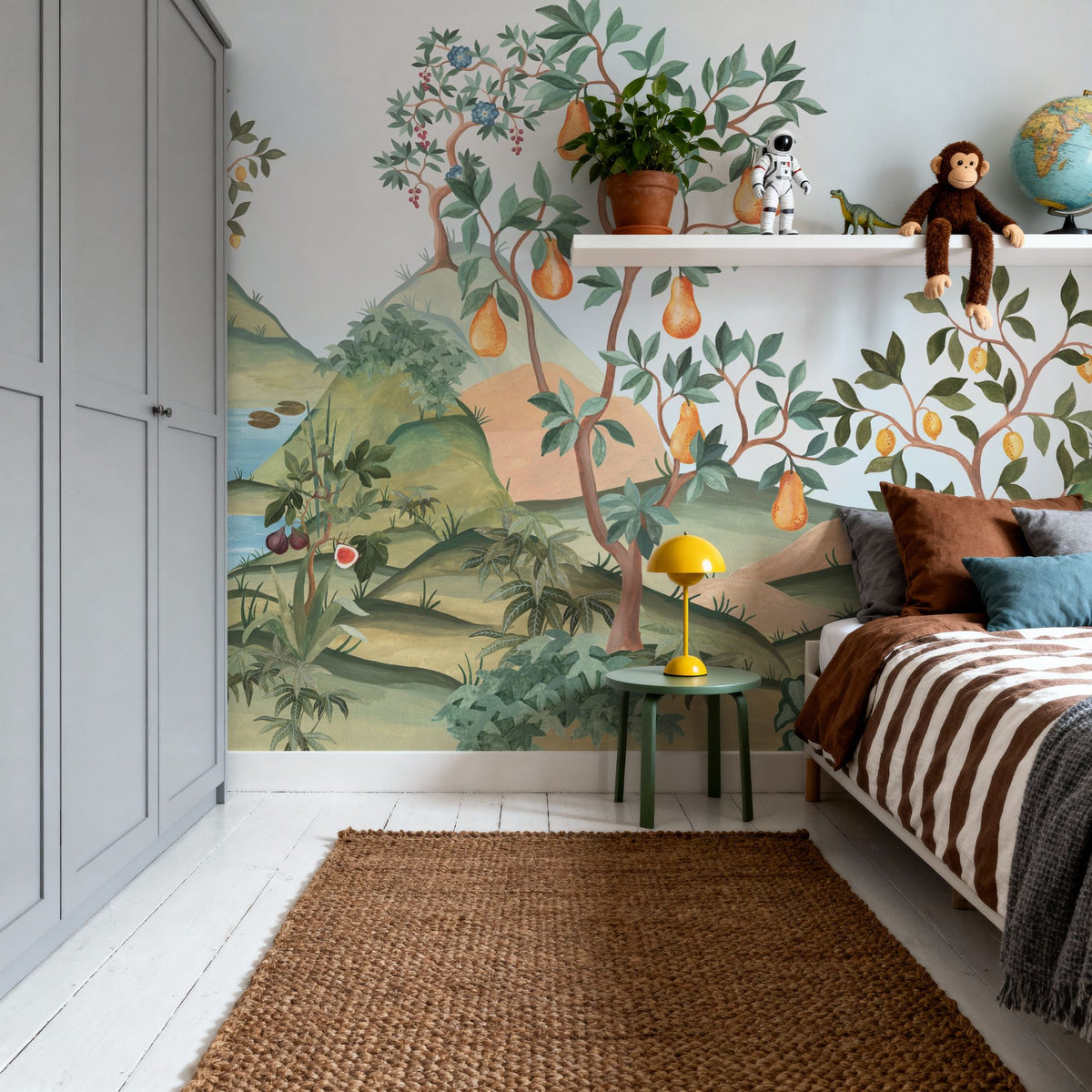 Orchard Reverie (no Animals), Sky Blue Mural Wallpaper - room preview 06