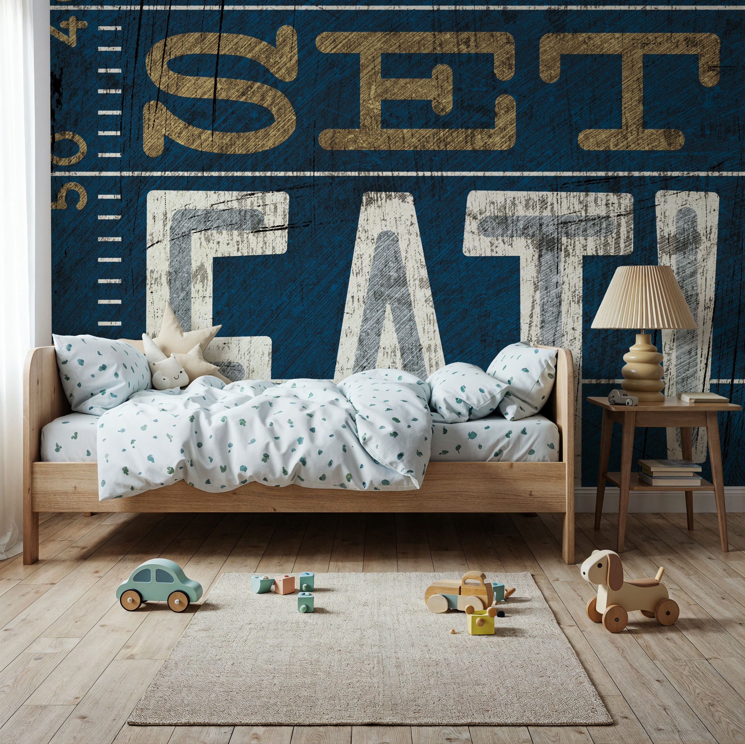 Football II Blue Mural Wallpaper