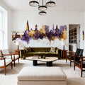 Fredericton Canada Skyline Purple & Gold Mural Wallpaper - room preview 06