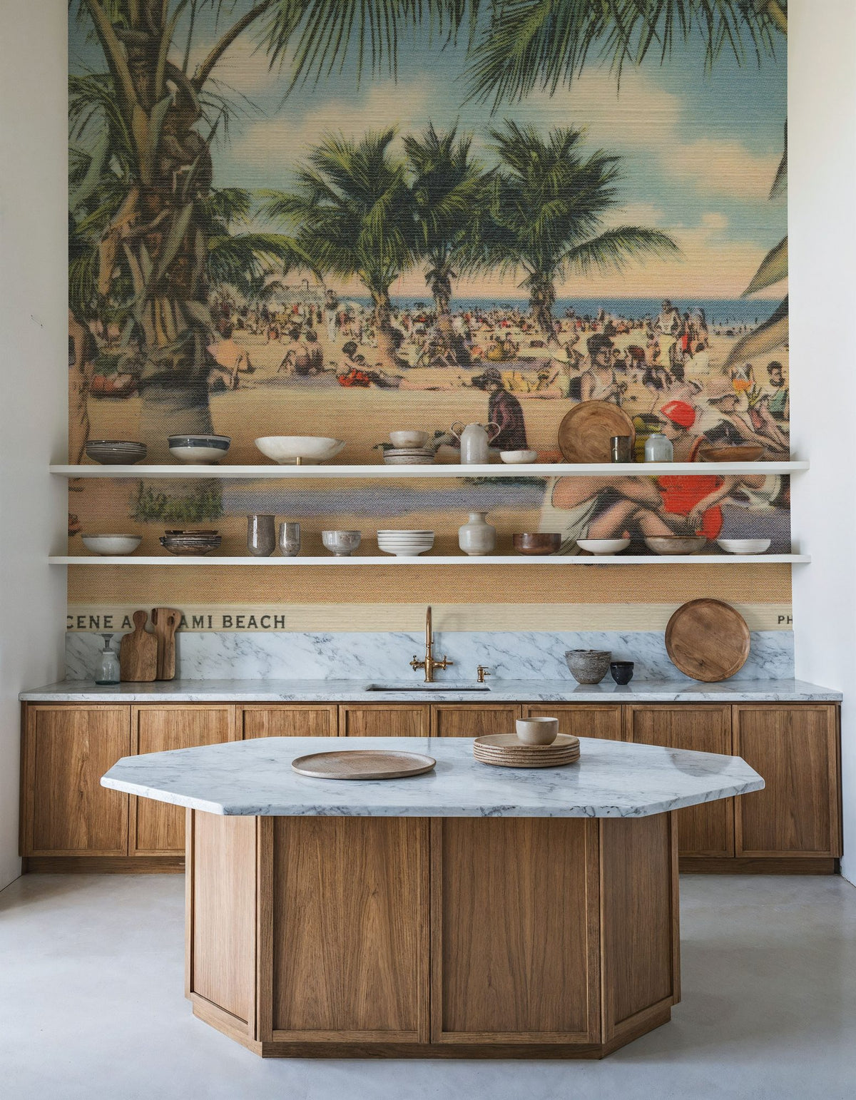Miami Beach Postcard Mural Wallpaper - room preview 06