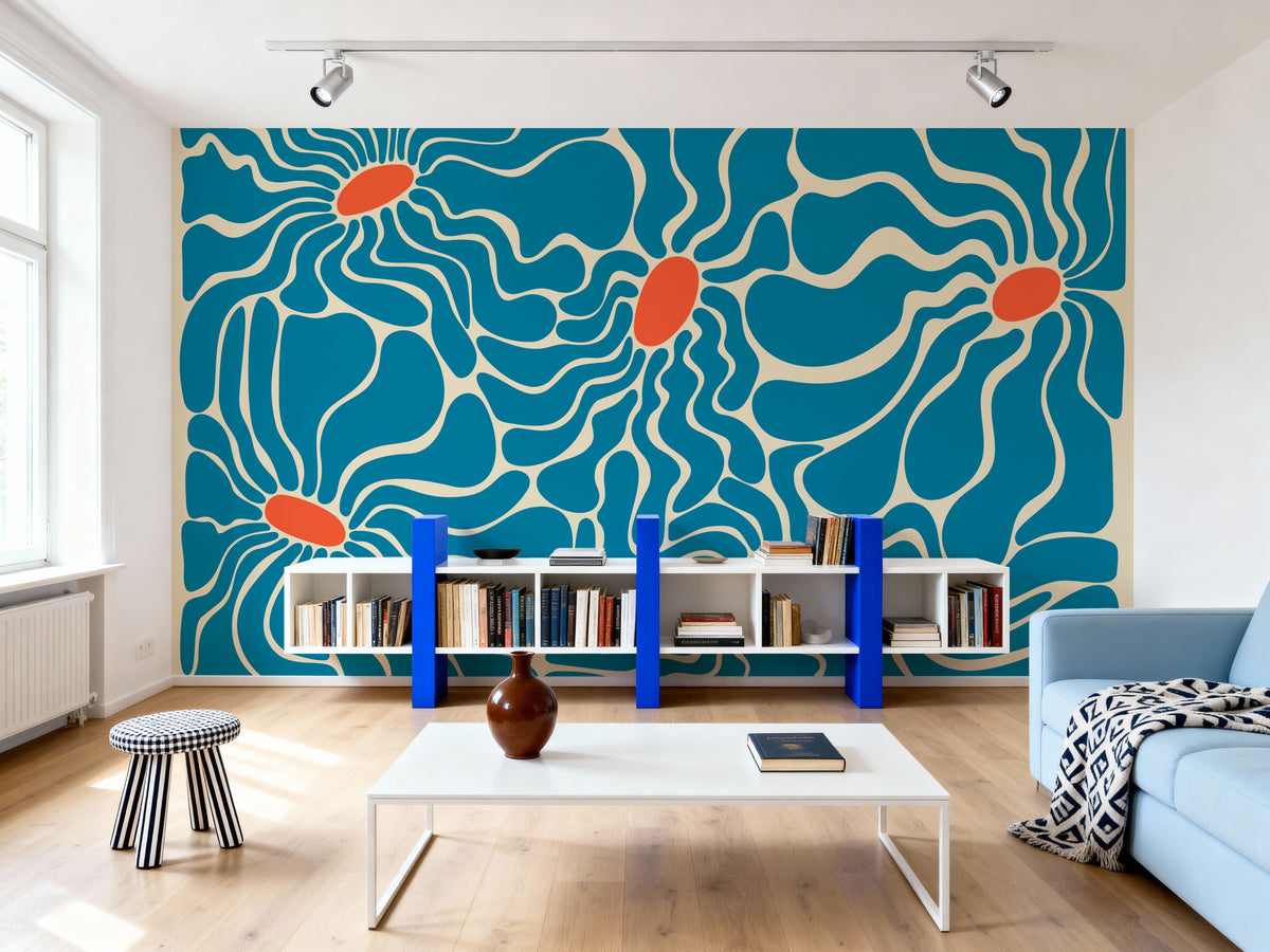 Fluid Flowers Mural Wallpaper - room preview 06