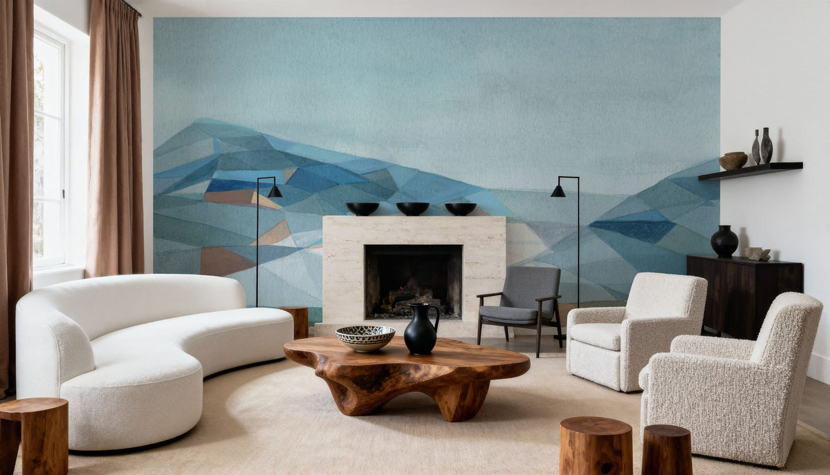 Geo Mountain Mural Wallpaper - room preview 06