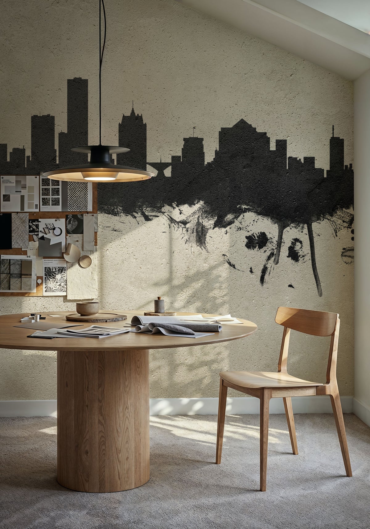 Milwaukee Wisconsin Skyline Concrete Mural Wallpaper - room preview 06