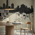 Milwaukee Wisconsin Skyline Concrete Mural Wallpaper - room preview 06