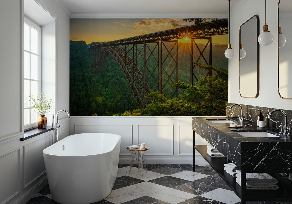 New River Gorge Bridge Mural Wallpaper - room preview 06