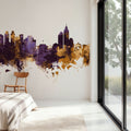 Taipei Taiwan Skyline Purple & Gold Mural Wallpaper - room preview 06