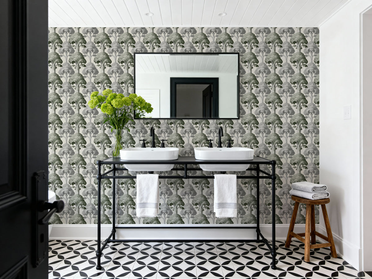 Eat Your Greens, Pine Green Mural Wallpaper - room preview 06