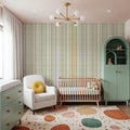 Wavy Stripes, Green & Rust Mural Wallpaper - room preview 06