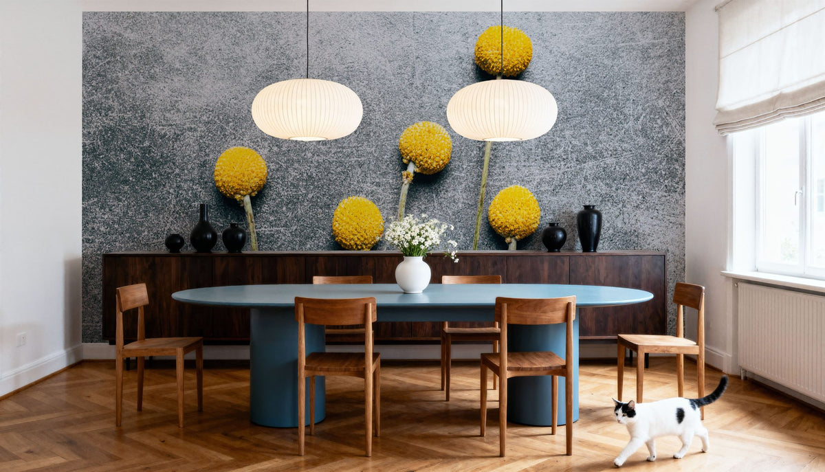 Craspedia Dry Flowers Mural Wallpaper - room preview 06