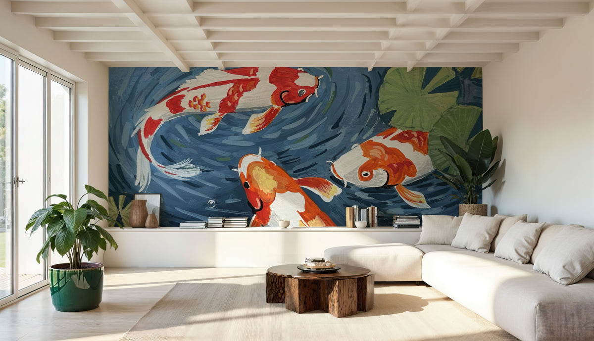 Koi Fish Mural Wallpaper - room preview 06