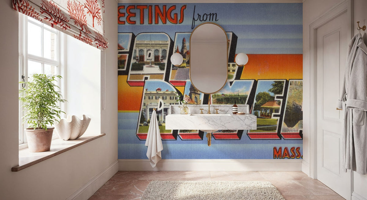 Greetings From Fall River Mural Wallpaper - room preview 06
