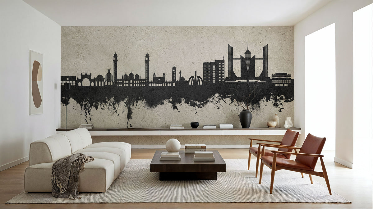 Faislabad Pakistan Skyline Concrete Mural Wallpaper - room preview 06