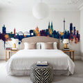 Cologne Germany Skyline Blue & Bronze Mural Wallpaper - room preview 06