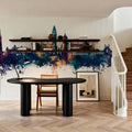 Wakefield England Skyline Blue & Bronze Mural Wallpaper - room preview 06