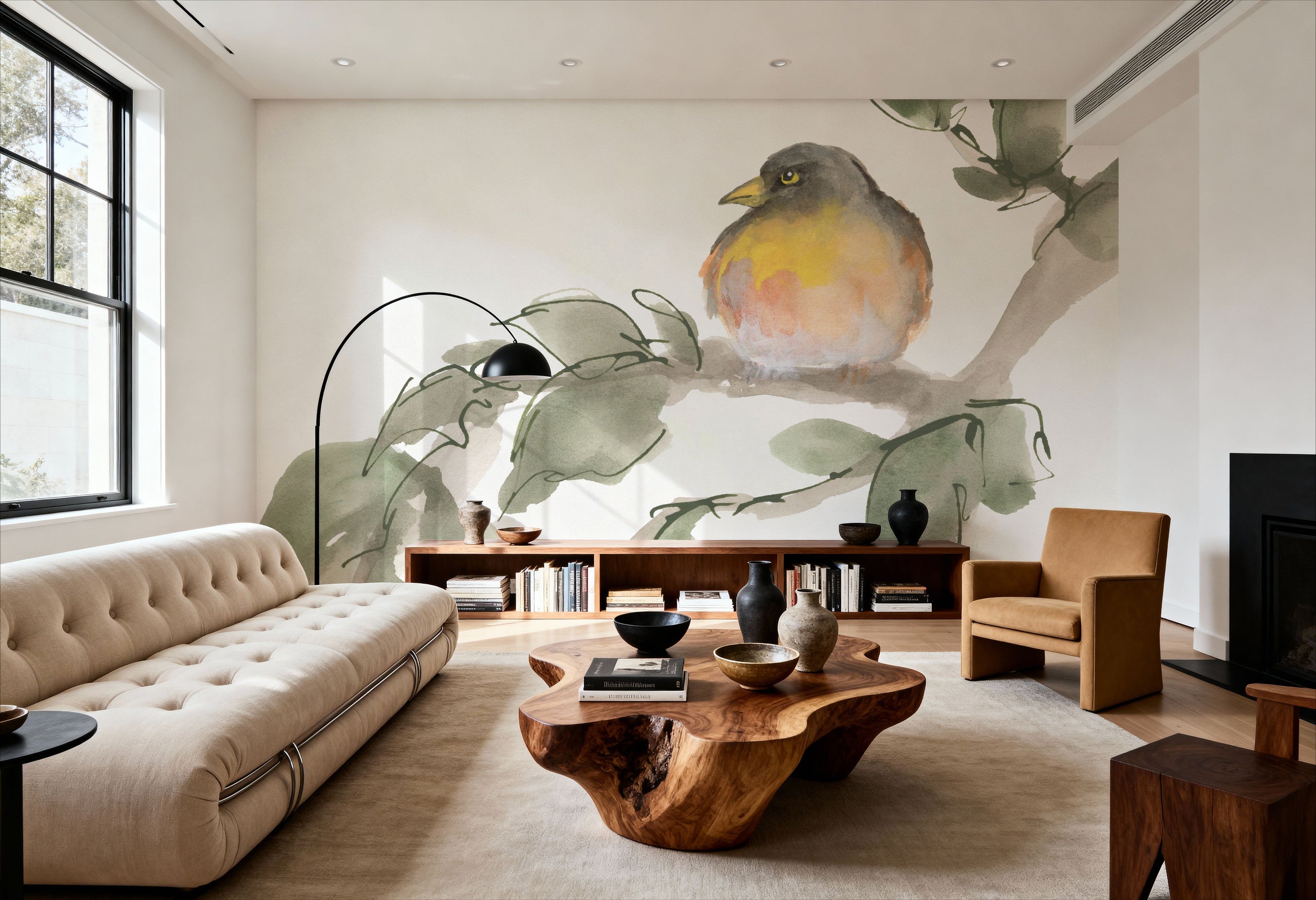 Bird and Leaves IV Mural Wallpaper
