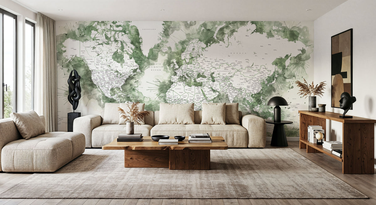 World Map Cities - Shawna Mural Wallpaper - room preview 06