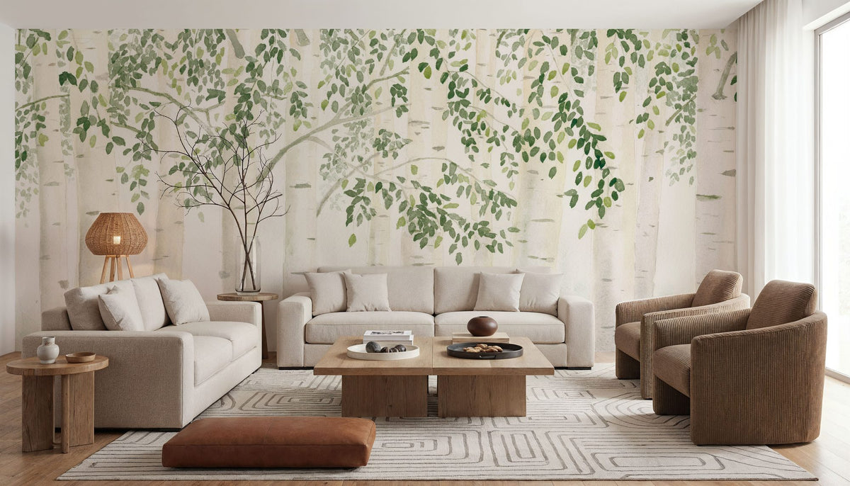 Fresh Forest Green Mural Wallpaper - room preview 06