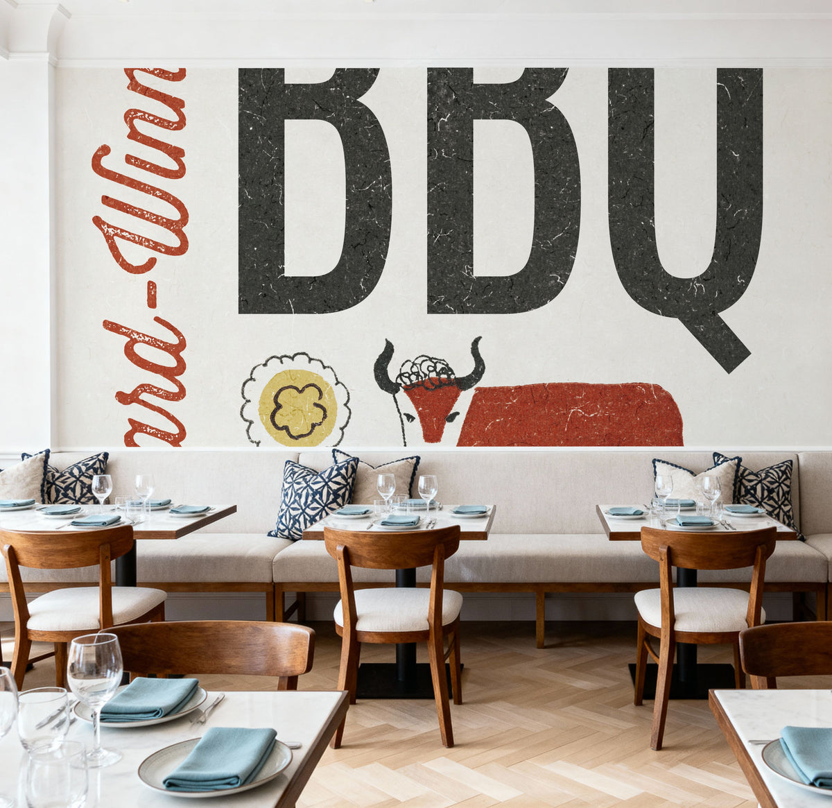 Retro Food Award Winning BBQ Mural Wallpaper - room preview 06