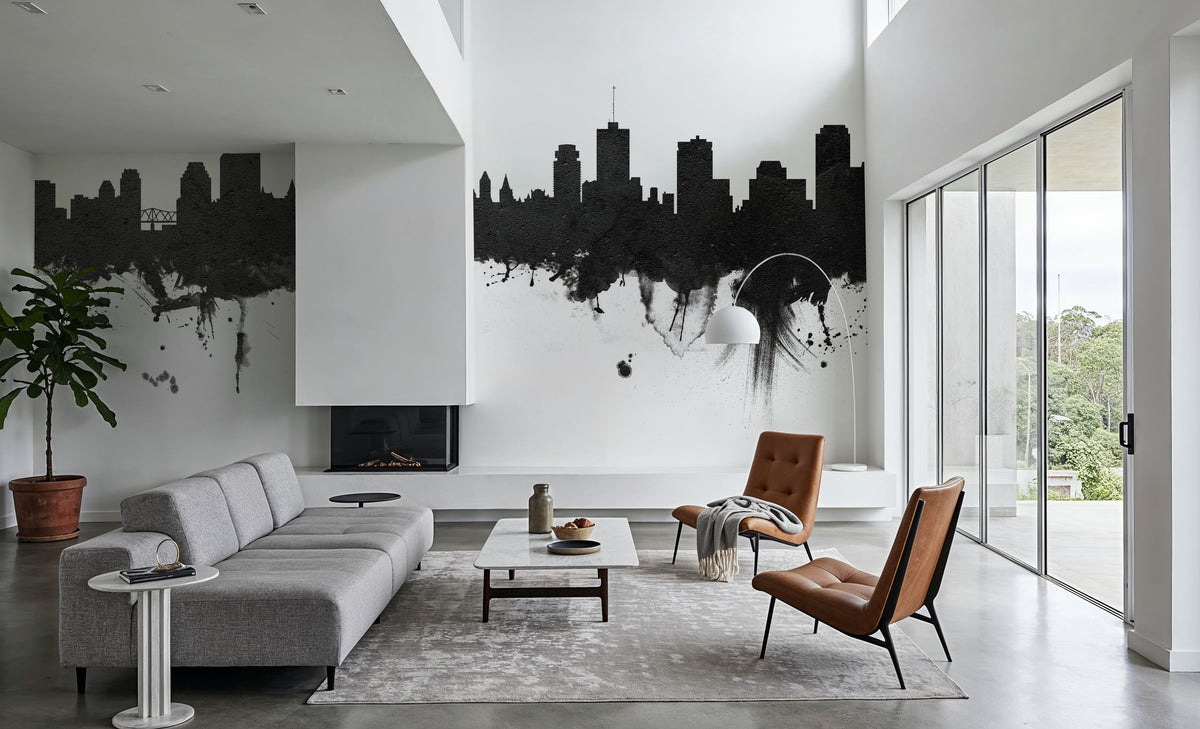 Ottowa Canada Skyline Black & White Mural Wallpaper - room preview 06