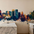 West Palm Beach Florida Skyline Blue & Bronze Mural Wallpaper - room preview 06