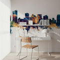 Phoenix Skyline Blue & Bronze Mural Wallpaper - room preview 06