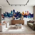San Diego California Skyline Blue & Bronze Mural Wallpaper - room preview 06