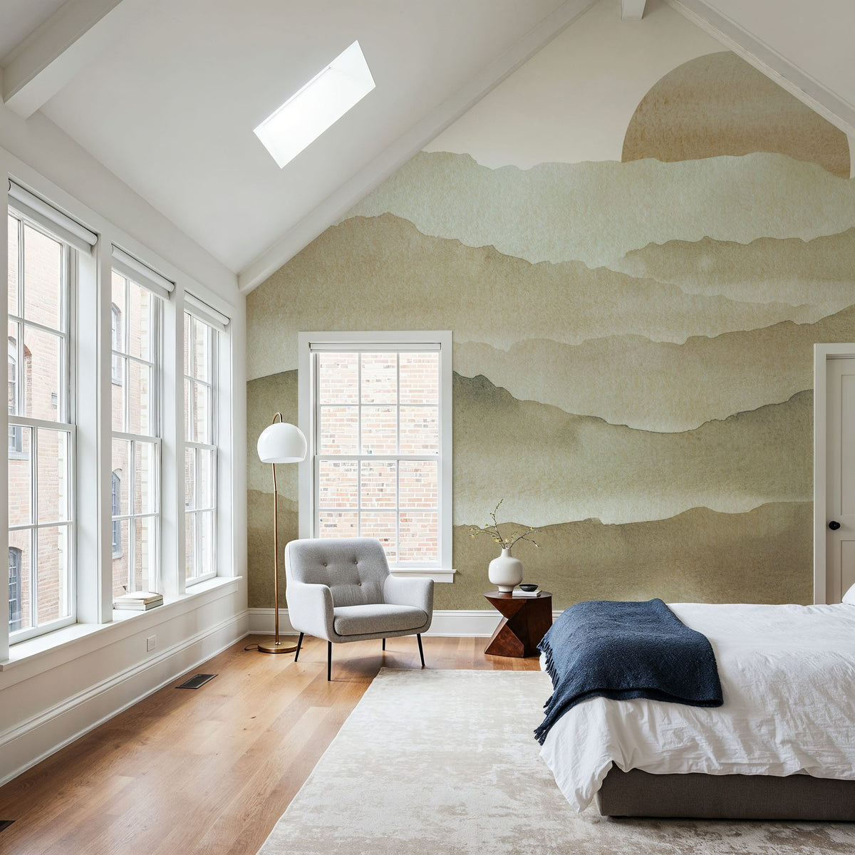 Sunrise Mountain View, Beige Mural Wallpaper - room preview 06