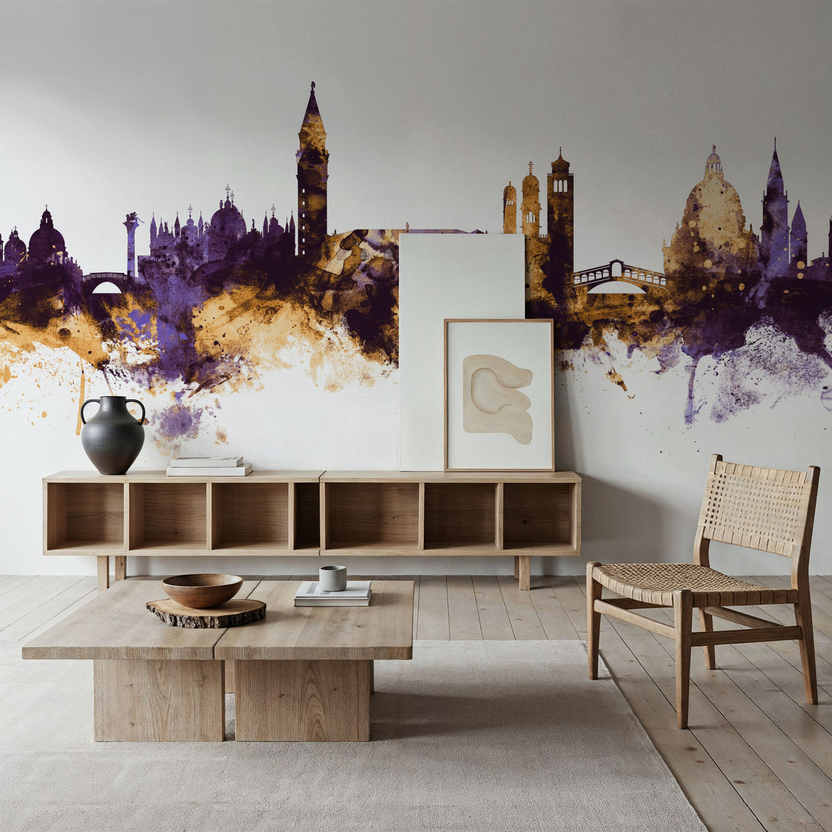 Venice Itay Skyline Purple & Gold Mural Wallpaper - room preview 06