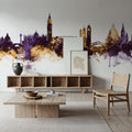 Venice Itay Skyline Purple & Gold Mural Wallpaper - room preview 06