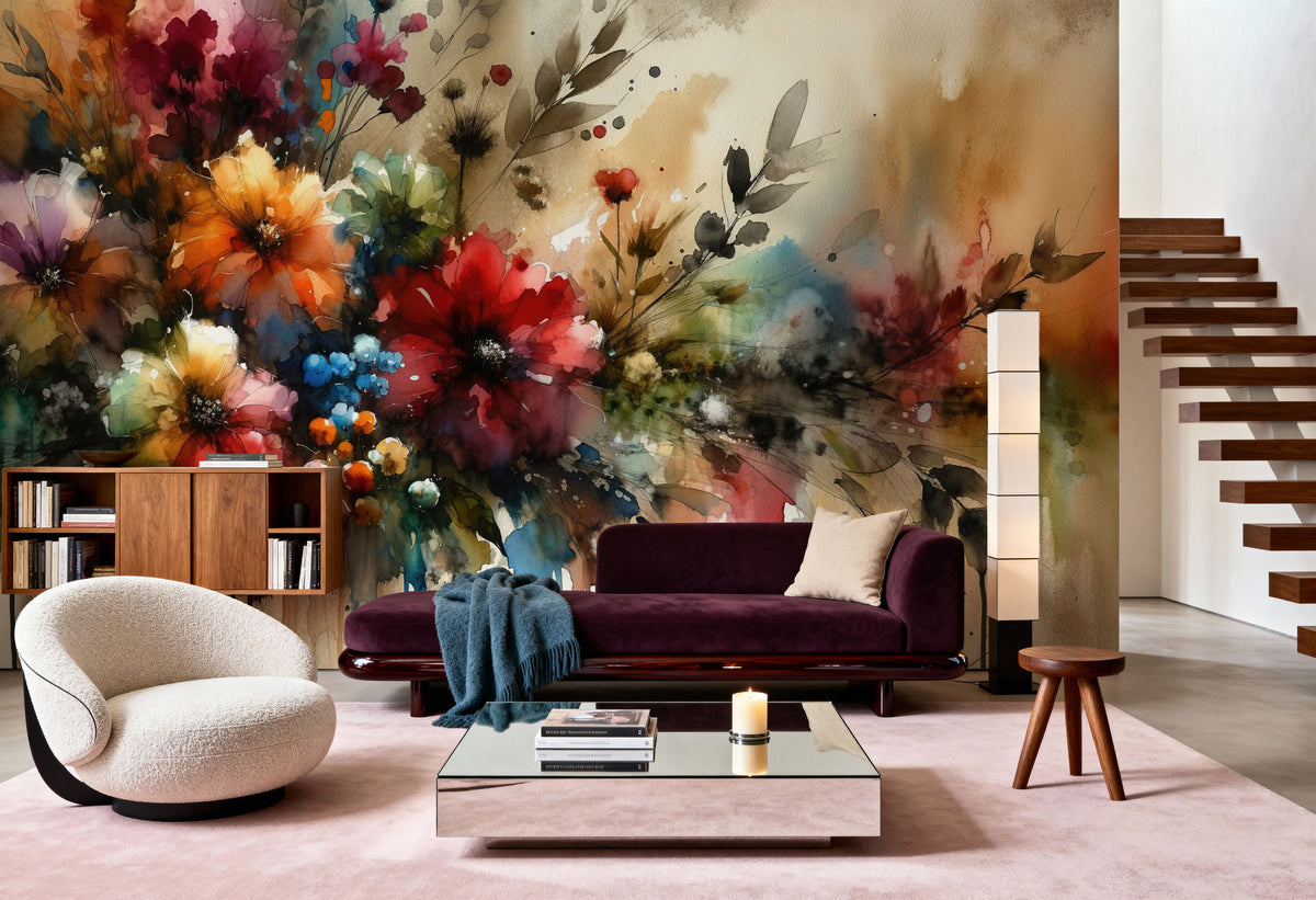 Ethereal Floral Symphony Mural Wallpaper - room preview 06