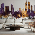 Mumbai Skyline India Bombay Purple & Gold Mural Wallpaper - room preview 06