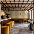 Fern Stripes, Beige Mural Wallpaper - room preview 06
