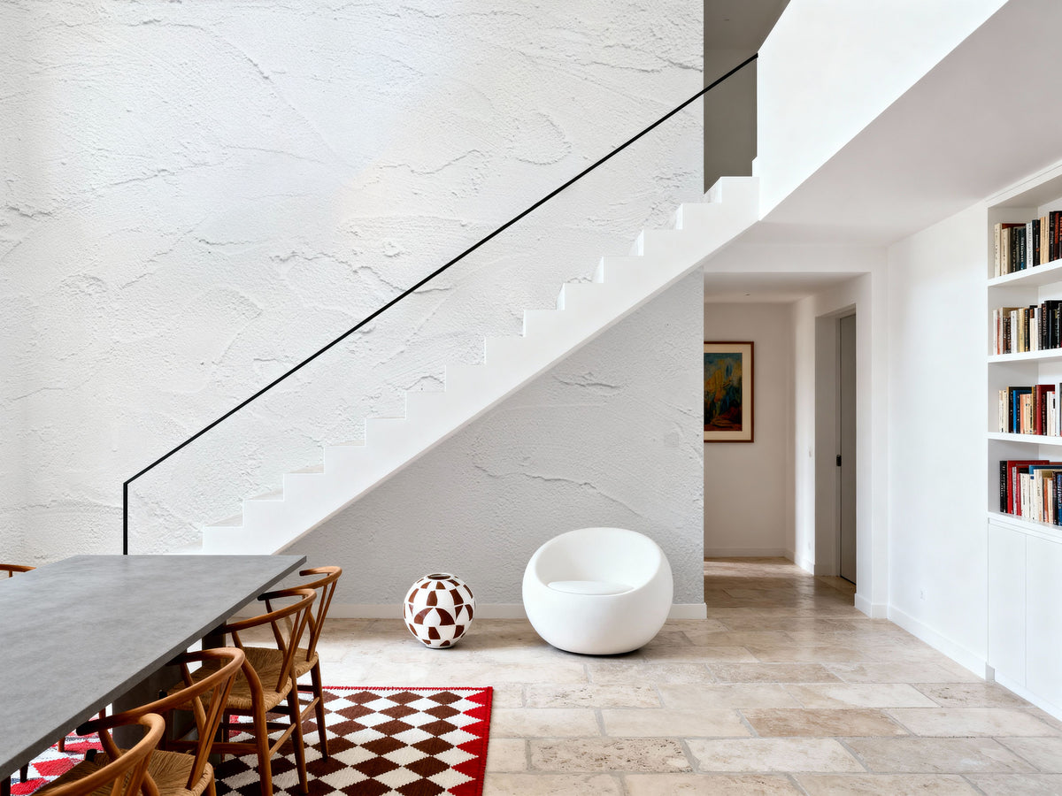 White Plaster Mural Wallpaper - room preview 06
