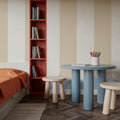 Scalloped Circus Stripes, Beige Mural Wallpaper - room preview 06
