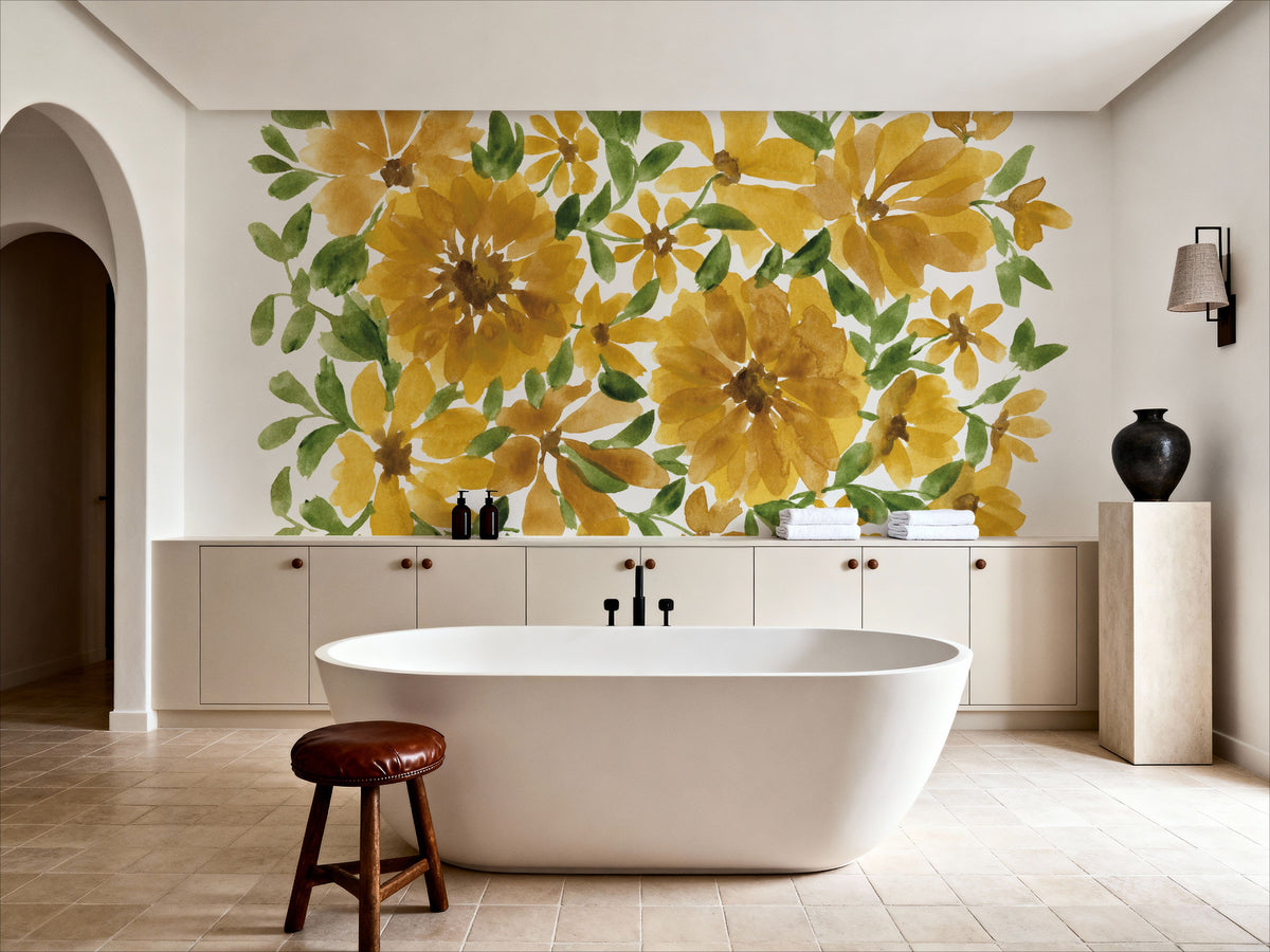 Sunflower Blooms Mural Wallpaper - Warm Tone - room preview 06