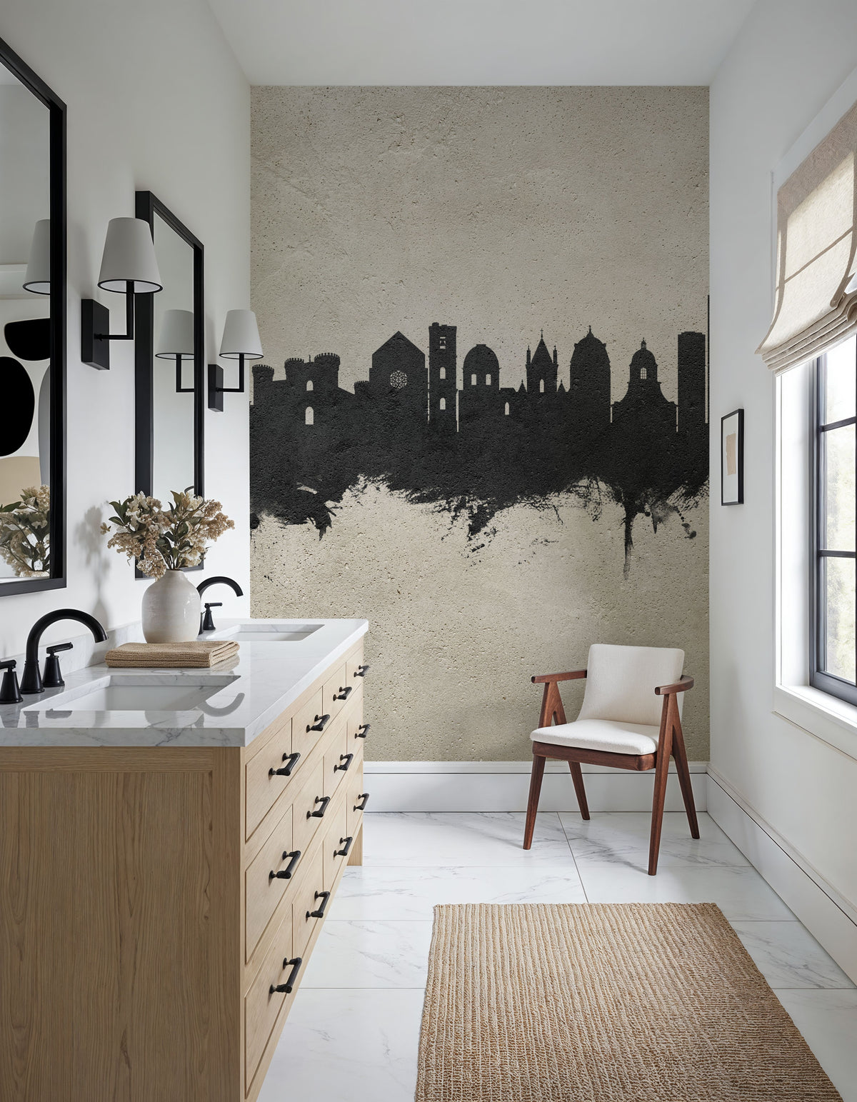 Naples Italy Skyline Concrete Mural Wallpaper - room preview 06