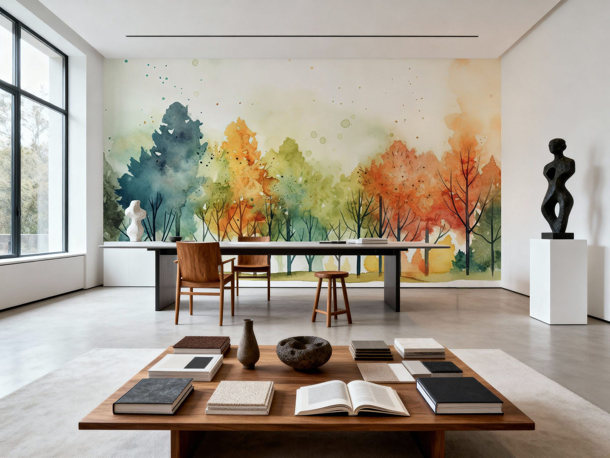 Watercolor Fall Mural Wallpaper - room preview 06