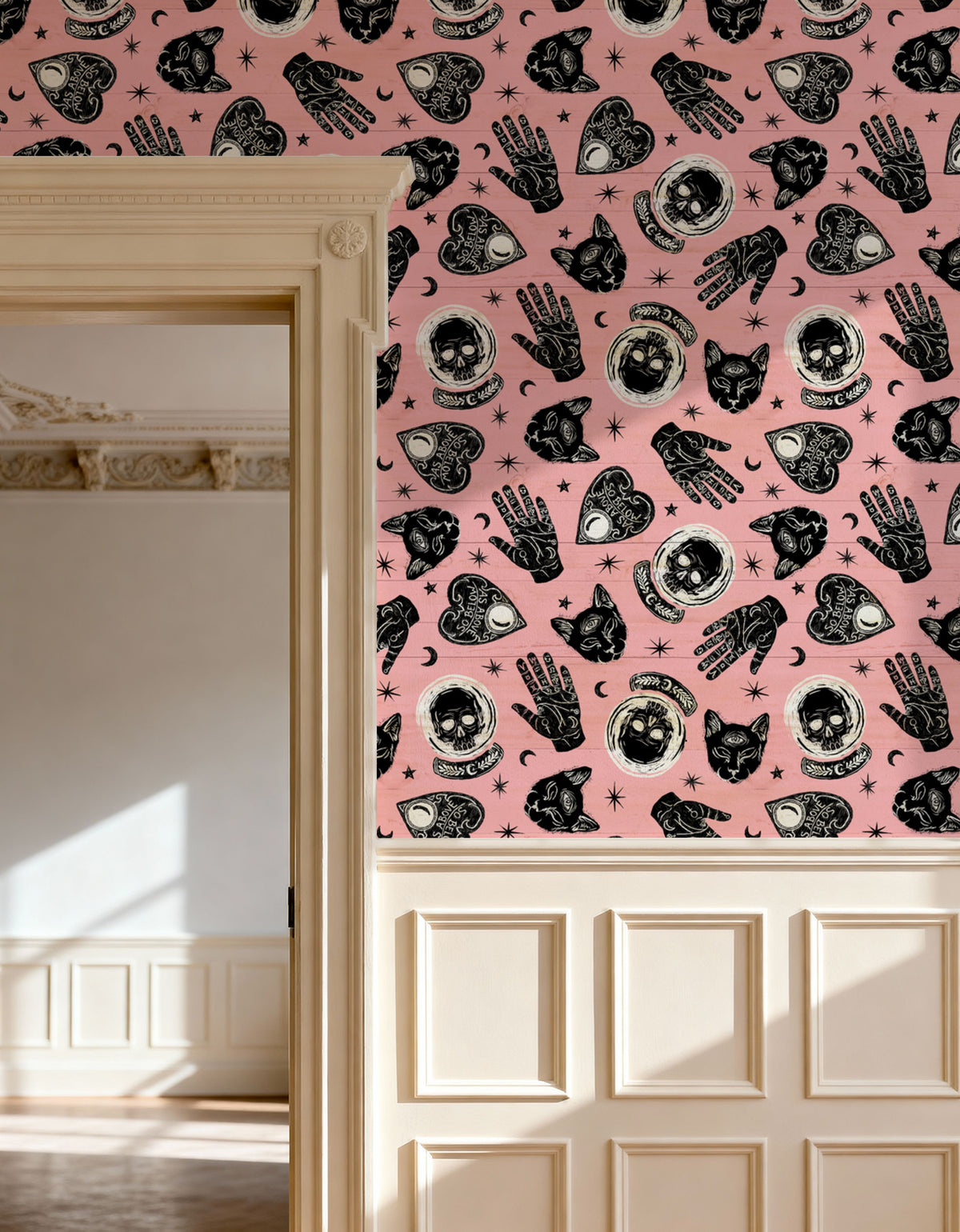 Symbolic Halloween Pink Mural Wallpaper - room preview 06