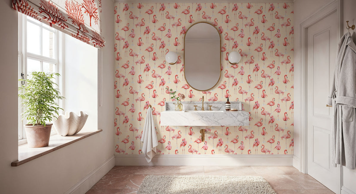 Flamingo Goals Yellow Mural Wallpaper - room preview 06