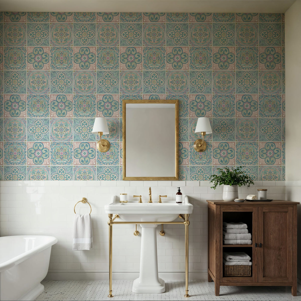Ocean Tiles Mural Wallpaper - room preview 06