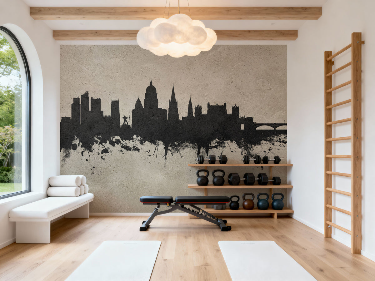 Nottingham England Skyline Concrete Mural Wallpaper - room preview 06